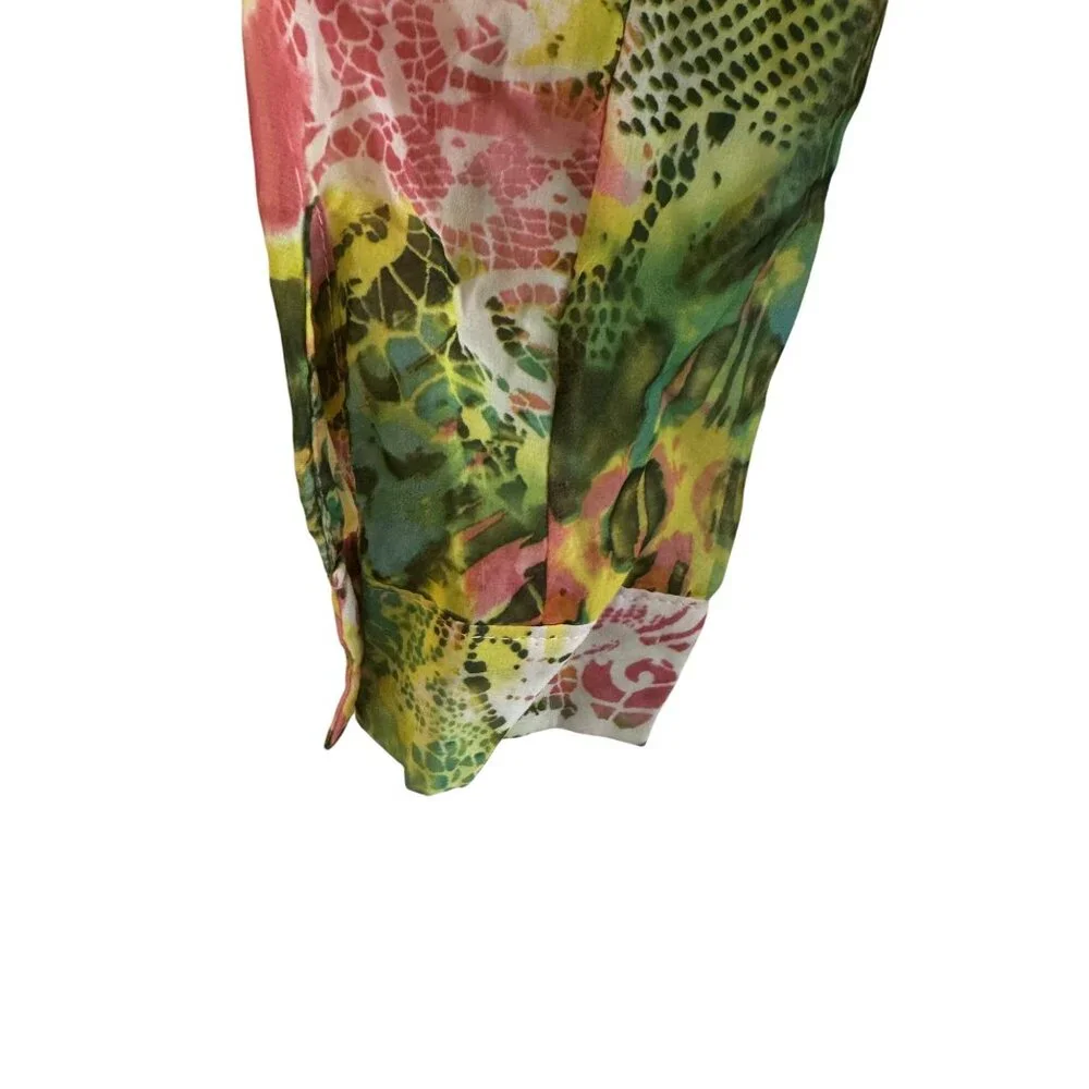 Sans Souci Sheer Button-Up Womens Small Polyester Multicolor Blouse Floral Boho - Picture 7 of 8